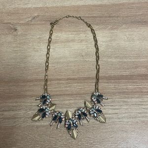 J.Crew statement necklace with various blue and light pink jewel colors